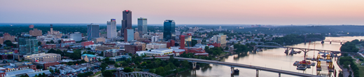 View of the city of Little Rock at sunset